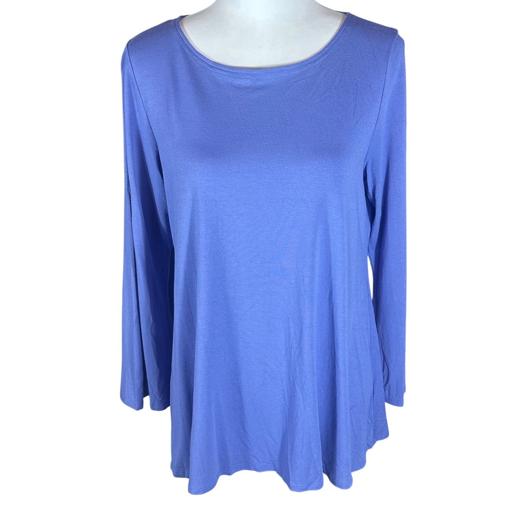 Eileen Fisher Tunic Top Women Medium Blue Long Sleeve Viscose Stretch Flowy - Picture 1 of 8